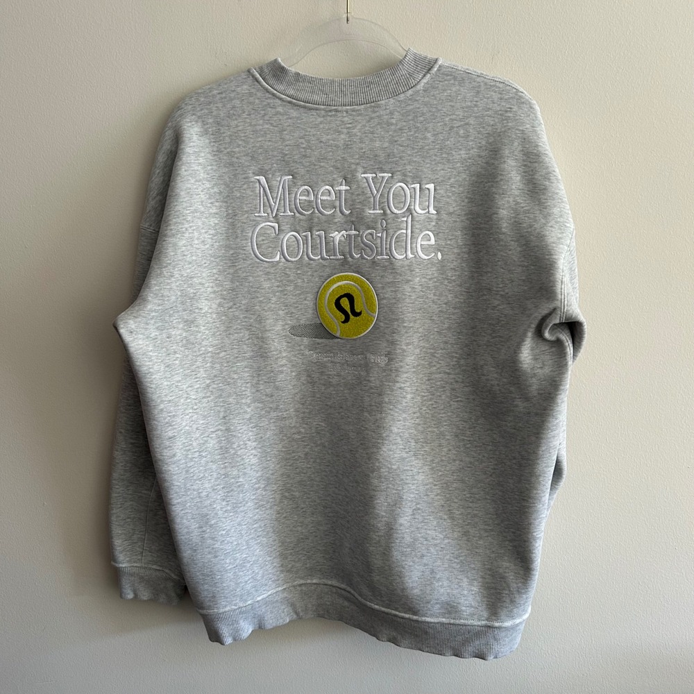 Lululemon Grey Meet You Courtside Tennis Club Graphic Pullover Approx Large